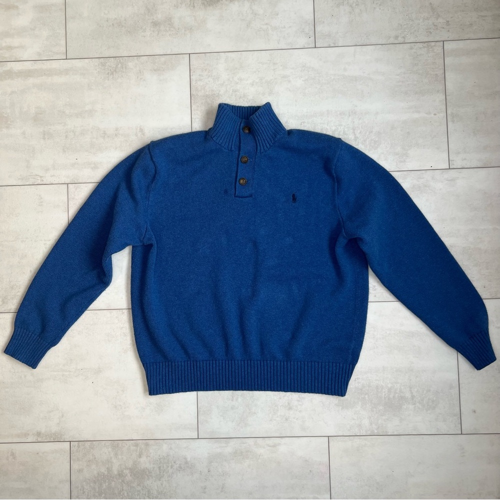 Polo Ralph Lauren Classic Blue Turtleneck‎ 1/4 button Sweater size XXL